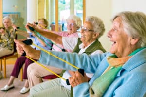 older active adults laugh